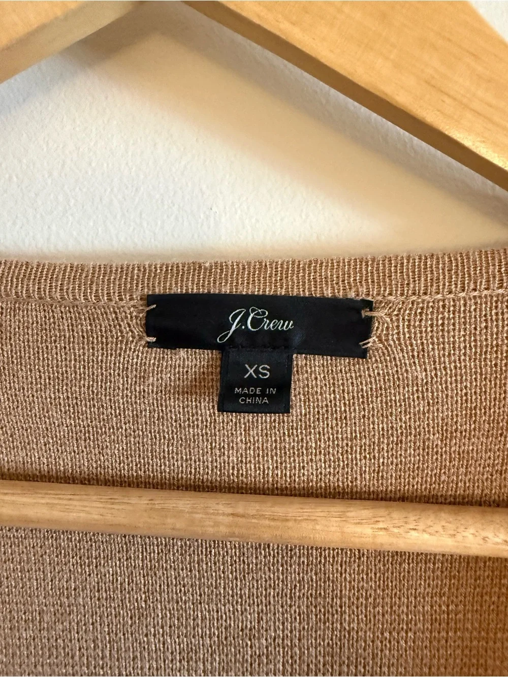 J Crew Open-Front Camel Cardigan Sweater Wool Blend Classic Old Money XS